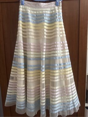 Vintage French Connection Pastel Stripe Midi Skirt size 2